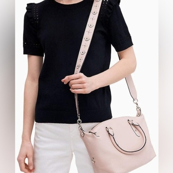 Kate Spade Larchmont Avenue Mini Layla Blush Cream Pebbled Leather Studs EUC